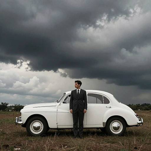 Moody Man with Vintage Car
