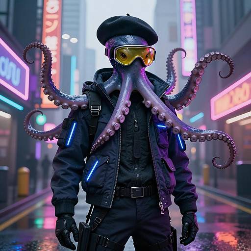 Futuristic Cyberpunk Octopus Character