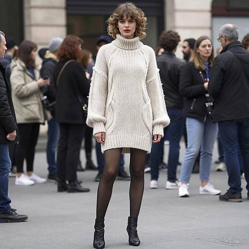 Nordic Woman in Chunky Knit Dress