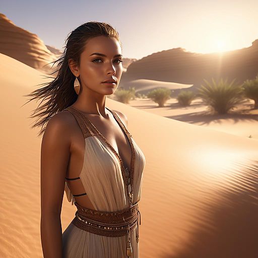 Epic Oasis Scene with Woman Portrait Epic Oasis Scene with Woman Portrait
