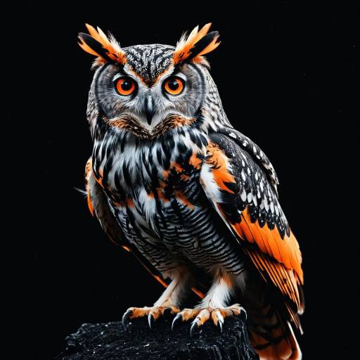 Moonlit Owl with Fiery Orange Feathers