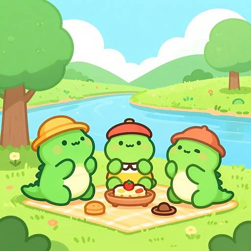 Chubby Alligator Friends Picnic Fun