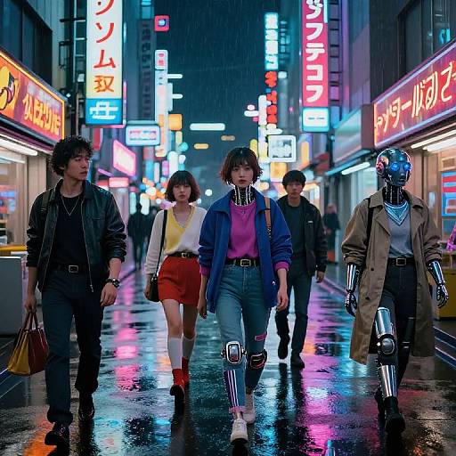 1980s Cyberpunk Neon Street Scene