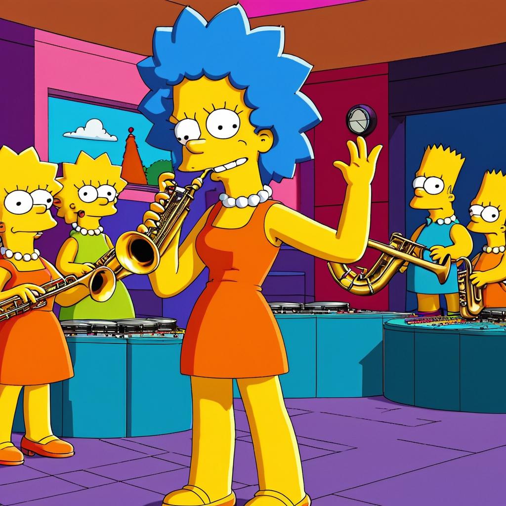 Vibrant Scene of Lisa Simpson Sax Solo