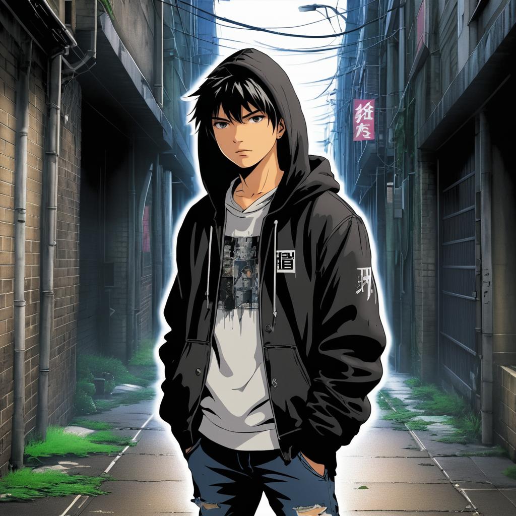 Defiant Teen in Gritty Urban Setting