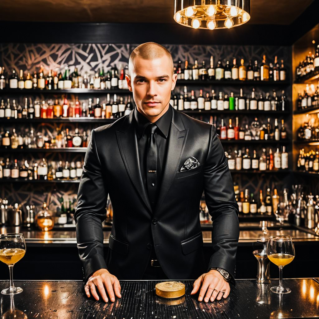 Dynamic Bartender Portrait in Studio