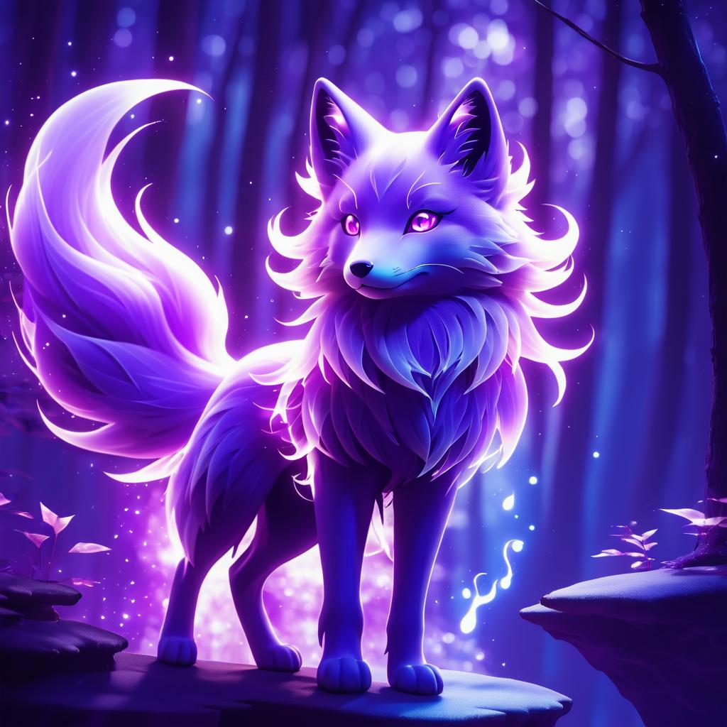 Ethereal Glowing Purple Fox Spirit