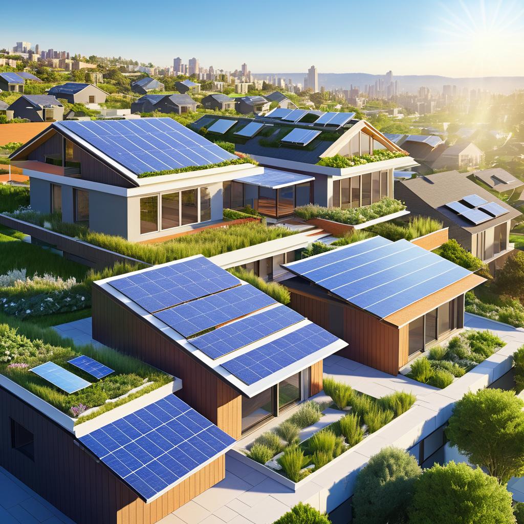 Eco-Friendly Home Rooftop Cityscape View