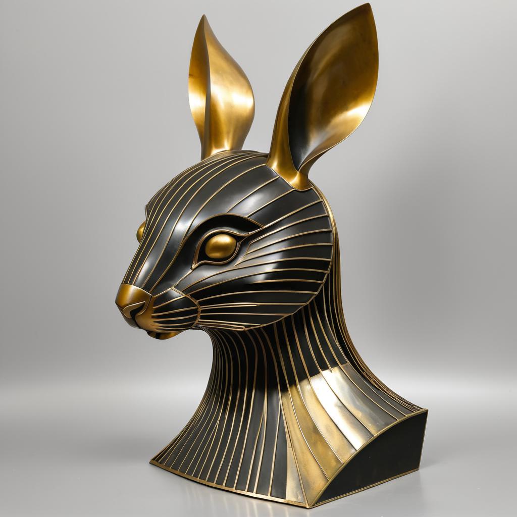 Stylized Art Deco Rabbit Head Sculpture