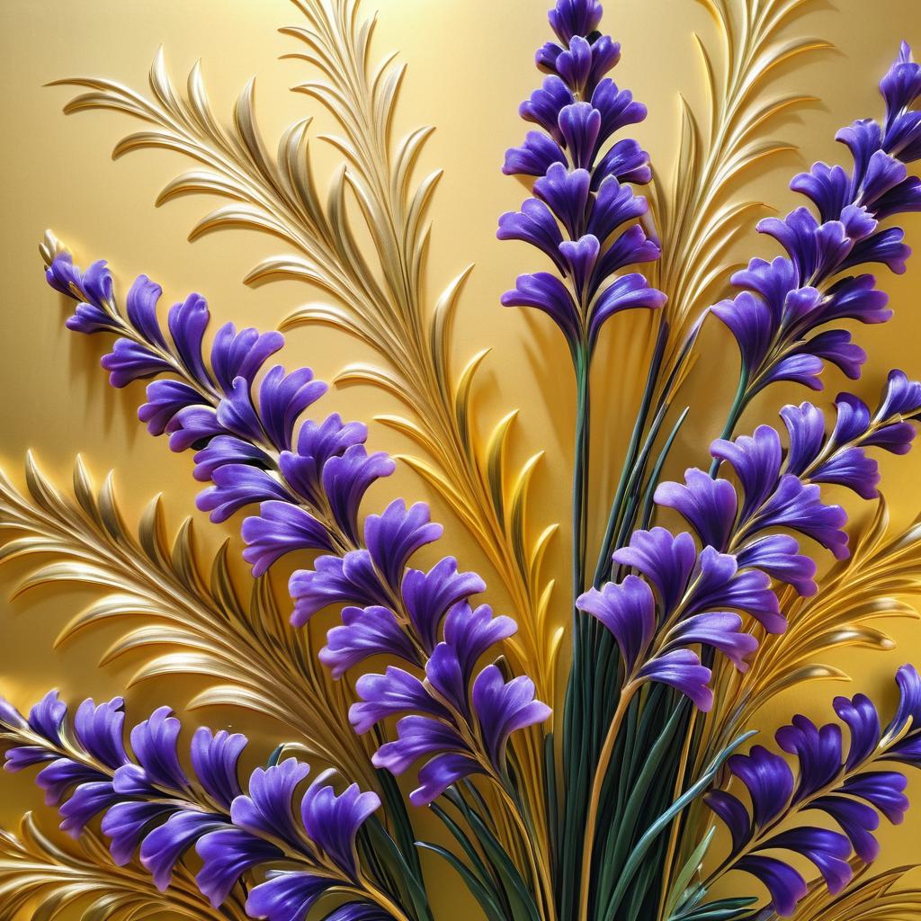 Lavender and Gold Floral Arrangement Art