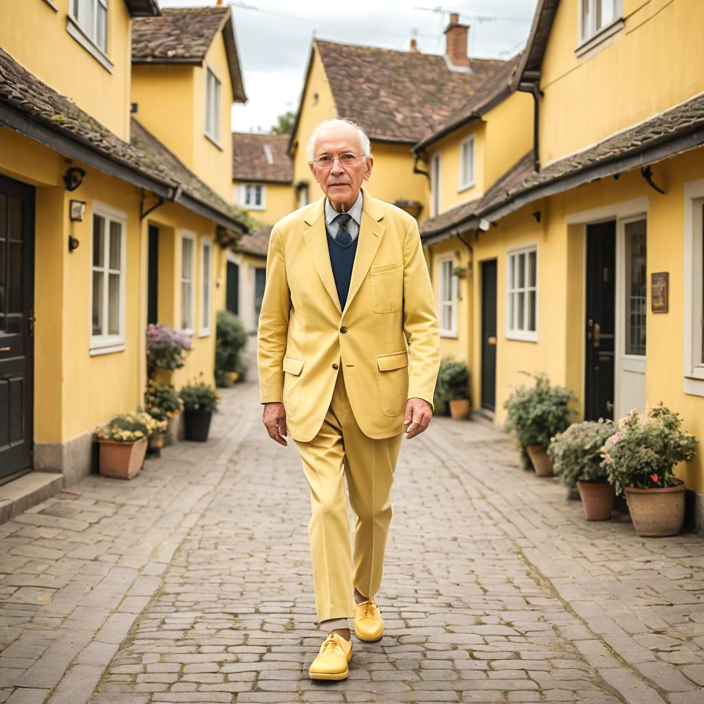 Confident Elderly Gentleman in Pastel Shoes