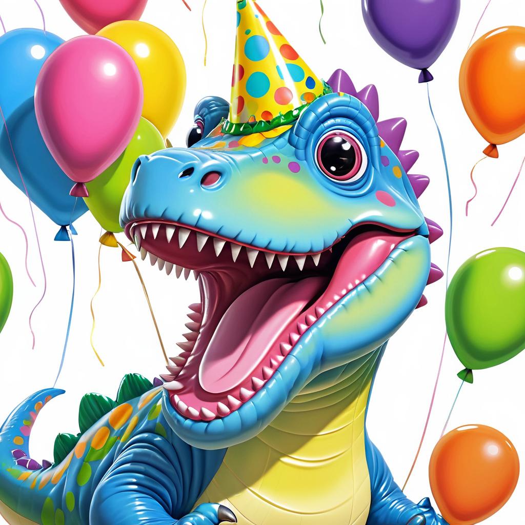 Delightful Dinosaur Portrait with Balloon