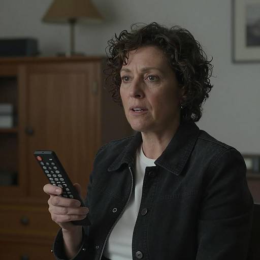 Middle-aged Woman Holding Remote Control