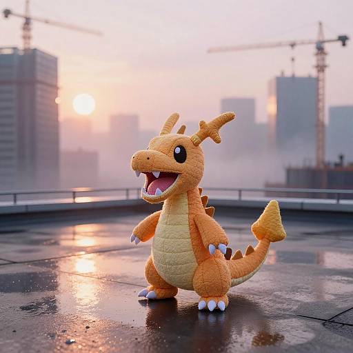 Vibrant Hand-Stitched Dragon Plush Scene