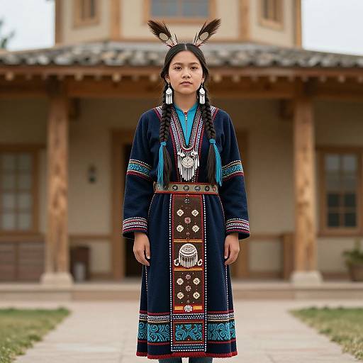 Native American Woman in Traditional Dress