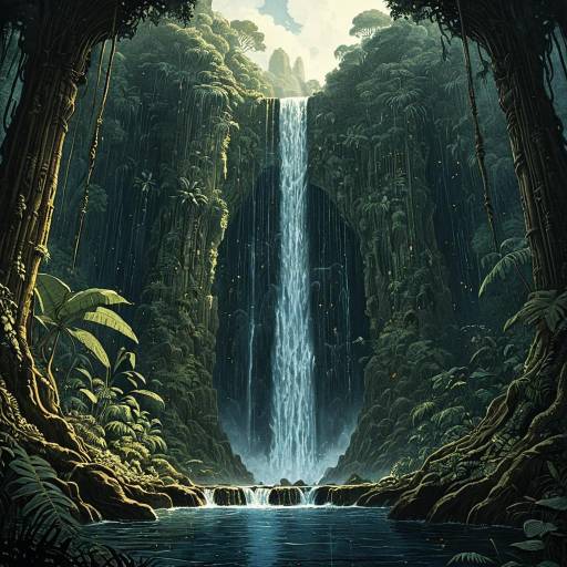 Fantasy Waterfall Portal in Jungle