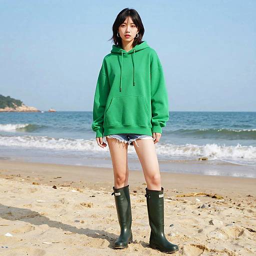 Stylish Woman on Sunny Beach