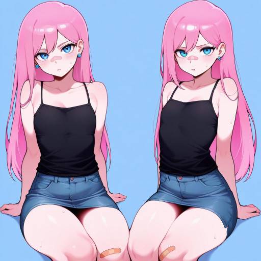 Stylish Girl with Bandaids and Pink Hair