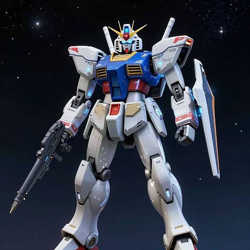 Glowing Mecha Mobile Suit in Space