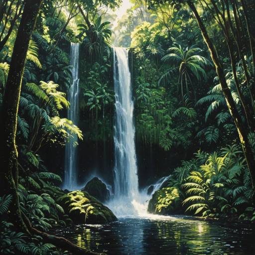 Enchanting Rainforest Waterfall Scene Enchanting Rainforest Waterfall Scene