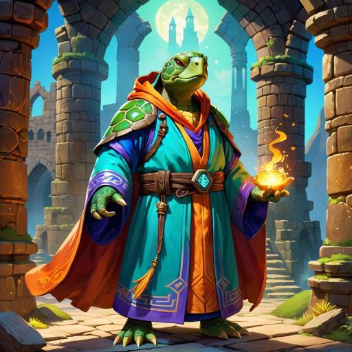 Majestic Wizard Turtle Sage in Ancient Setting Majestic Wizard Turtle Sage in Ancient Setting