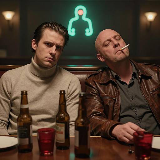 Intense Conversation in a Dim Bar