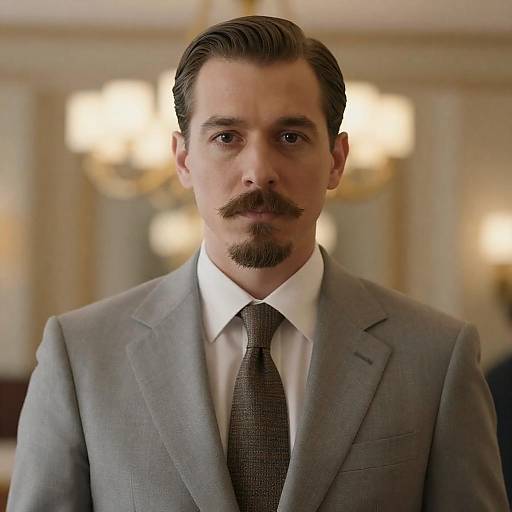 Stylish Man in Suit with Blurred Lights