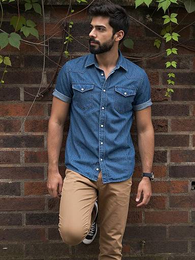 Moody Outdoor Denim Shirt Fashion Portrait