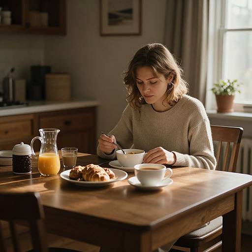 Serene Morning Ritual at Breakfast Table