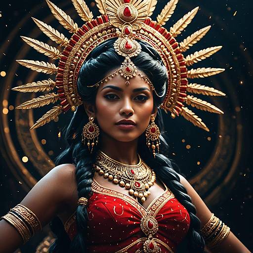 Goddess Kali Inspired Portrait with Ornate Gold Headdress