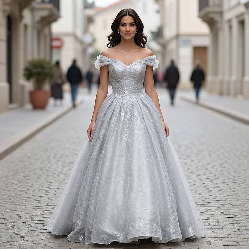 Elegant Princess in Silver Dress