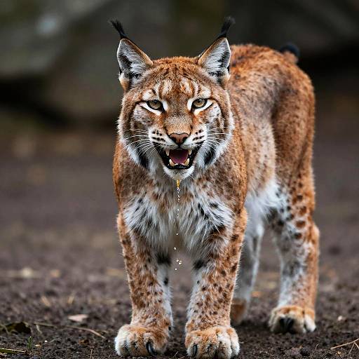 Drooling Lynx Full Body Realistic Portrait