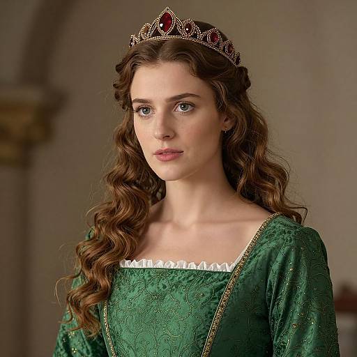 Close-Up of Green Medieval Princess