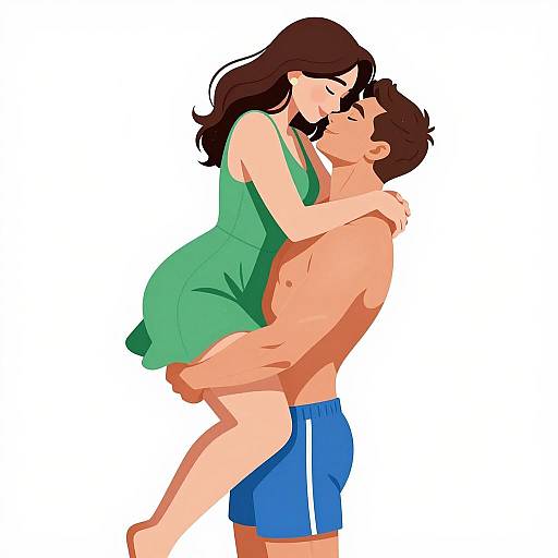 Romantic Embrace in Simple Elegance