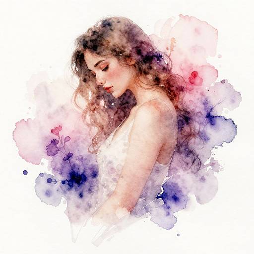 Ethereal Feminine Watercolor Painting
