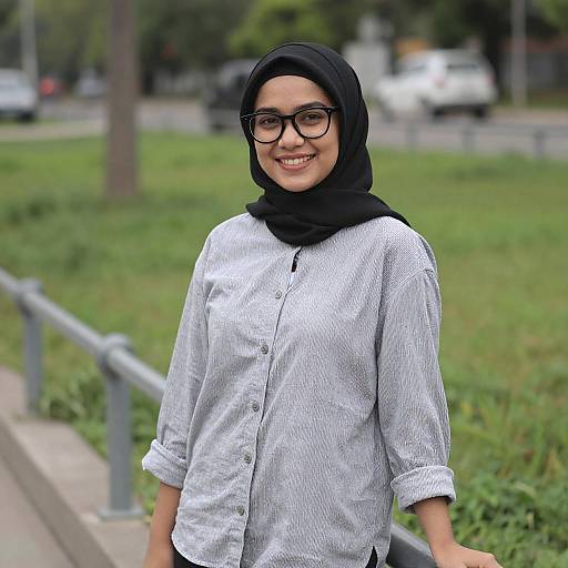 Smiling Woman in Hijab Outdoors