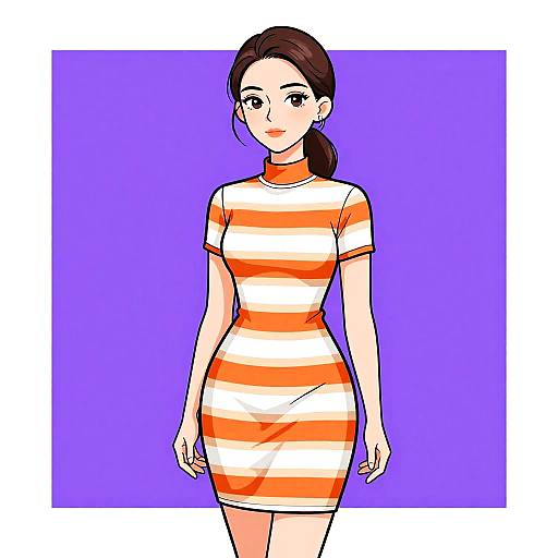Casual Streetwear Woman in Striped Dress