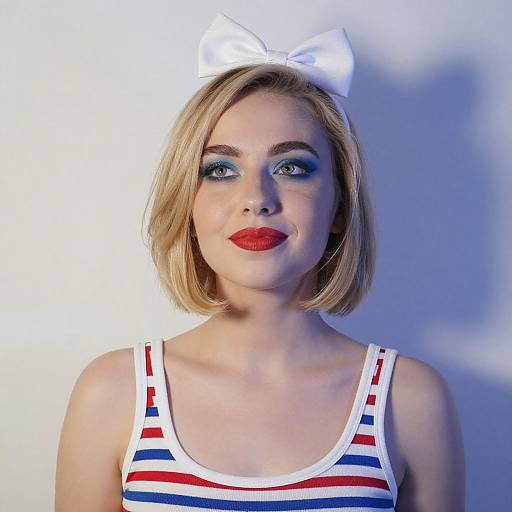 Young Woman with Bob Cut and Bow