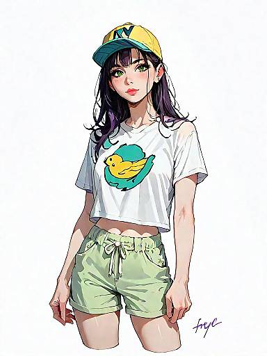 Sporty Casual Woman with Cap