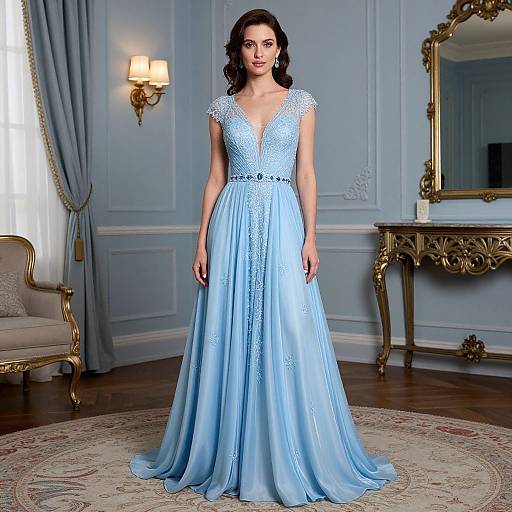 Woman in Blue Elsa Dress