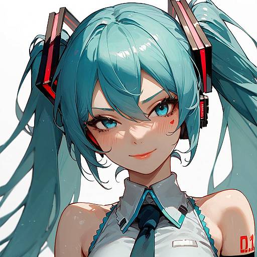 Smirking Aqua-Haired Hatsune Miku Portrait