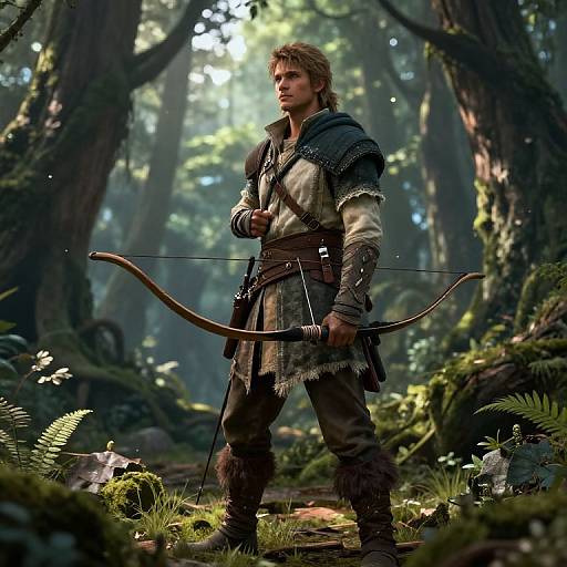 Rugged DND Ranger in Ancient Forest