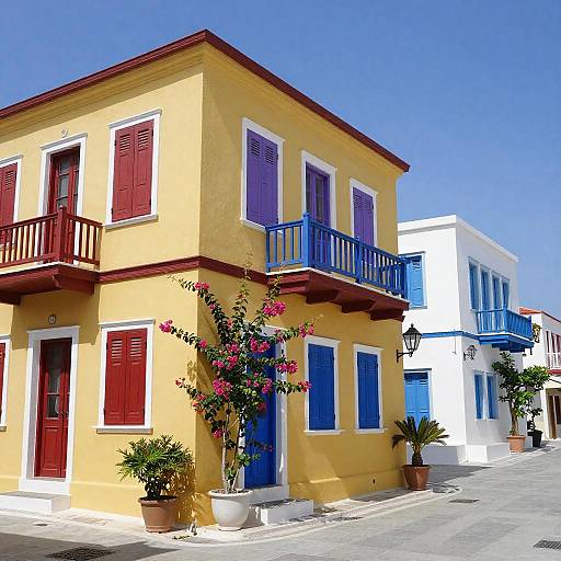 Vibrant Greek Island Street Corner
