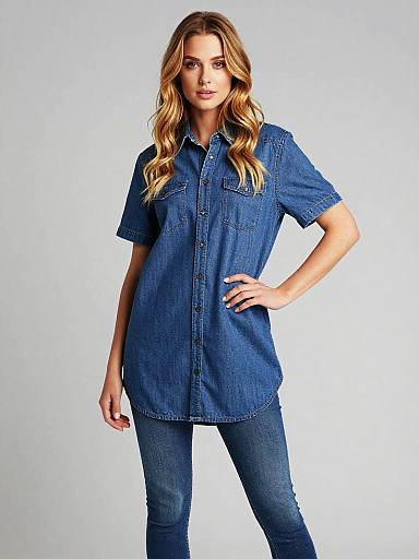 Oversized Denim Tunic Studio Portrait
