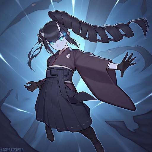 Illustration of Ancient destroyer oni, kantai collection in the style of Asura (asurauser)