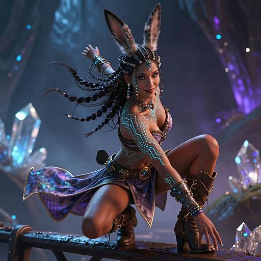Techno-Shaman Dancer in Crystal Cavern