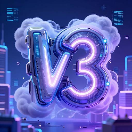 Neon-lit, cyberpunk-style 