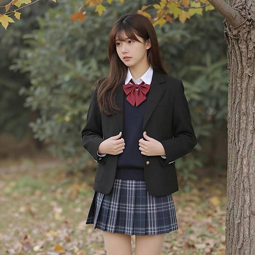 Elegance of Autumn: Japanese Woman Outdoors