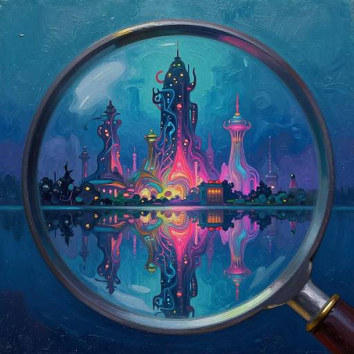 Surreal Neon Underwater Cityscape