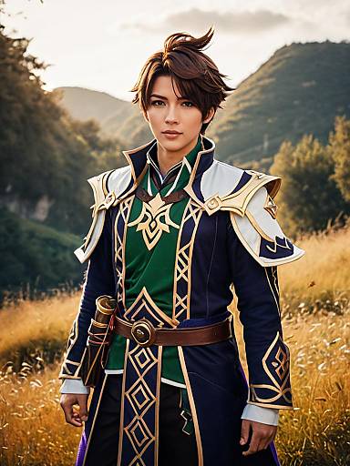 Photorealistic Man in Genshin Outfit